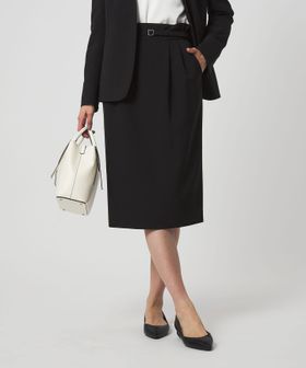 green label relaxing/［size SHORTあり］パウドレ ベルト付き タイト スカート ウォッシャブル ストレッチ/ひざ丈