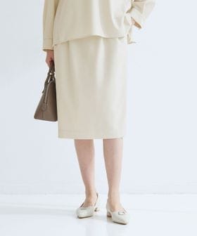 green label relaxing/［size SHORTあり］パウドレ ベルト付き タイト スカート ウォッシャブル ストレッチ/ひざ丈