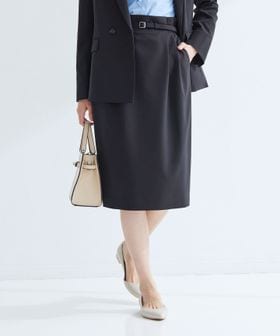 green label relaxing/［size SHORTあり］パウドレ ベルト付き タイト スカート ウォッシャブル ストレッチ/ひざ丈