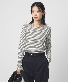 green label relaxing/ブライトリブ ボートネック ロングスリーブ カットソー/Tシャツ / カットソー