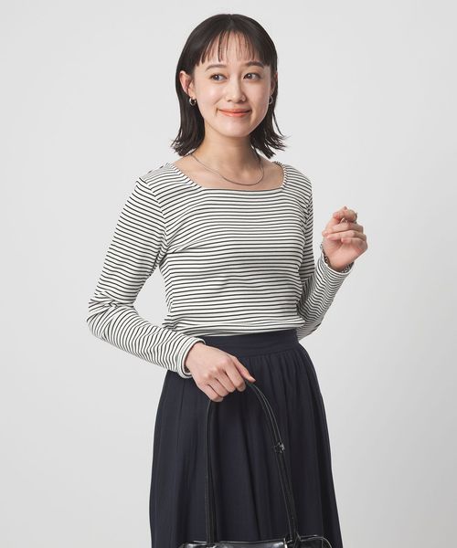 green label relaxing/ブライトリブ スクエアネック ロングスリーブ カットソー/Tシャツ / カットソー