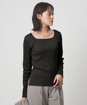 green label relaxing/ブライトリブ スクエアネック ロングスリーブ カットソー/Tシャツ / カットソー