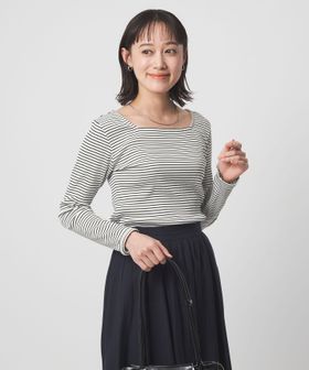 green label relaxing/ブライトリブ スクエアネック ロングスリーブ カットソー/Tシャツ / カットソー