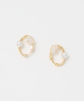 green label relaxing/ドロップフレーム＆フェイクパール イヤリング/イヤリング