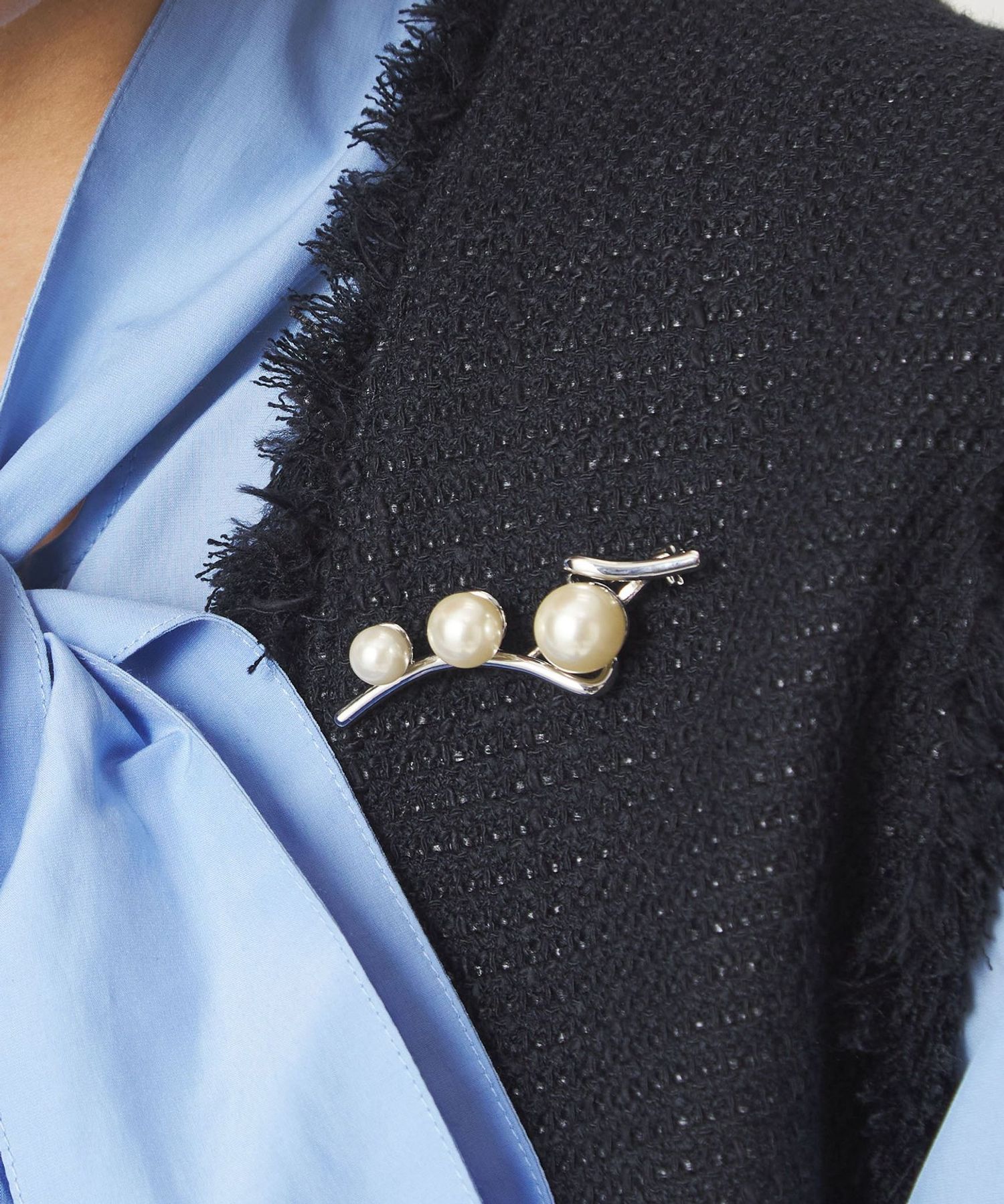 フェイクパール＆バー ブローチ