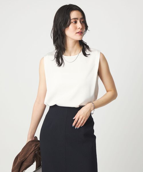 green label relaxing/サテン ドッキング ラウンドヘム タンクトップ カットソー/Tシャツ / カットソー