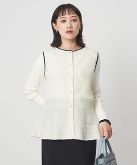 green label relaxing/パイピング ペプラム ニット ジレ/ベスト