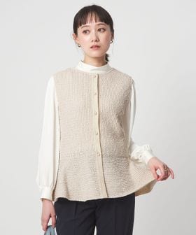 green label relaxing/パイピング ペプラム ニット ジレ/ベスト