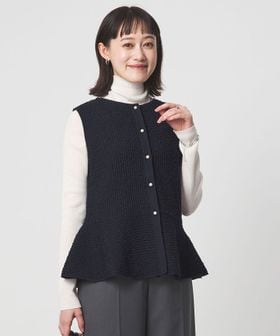 green label relaxing/パイピング ペプラム ニット ジレ/ベスト