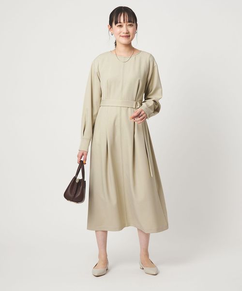 green label relaxing/ステッチ タック セミフレア ワンピース/ワンピース