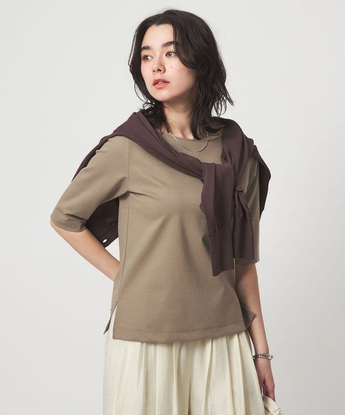 green label relaxing/ボートネック ポンチ プルオーバー カットソー 接触冷感 UVカット/Tシャツ / カットソー