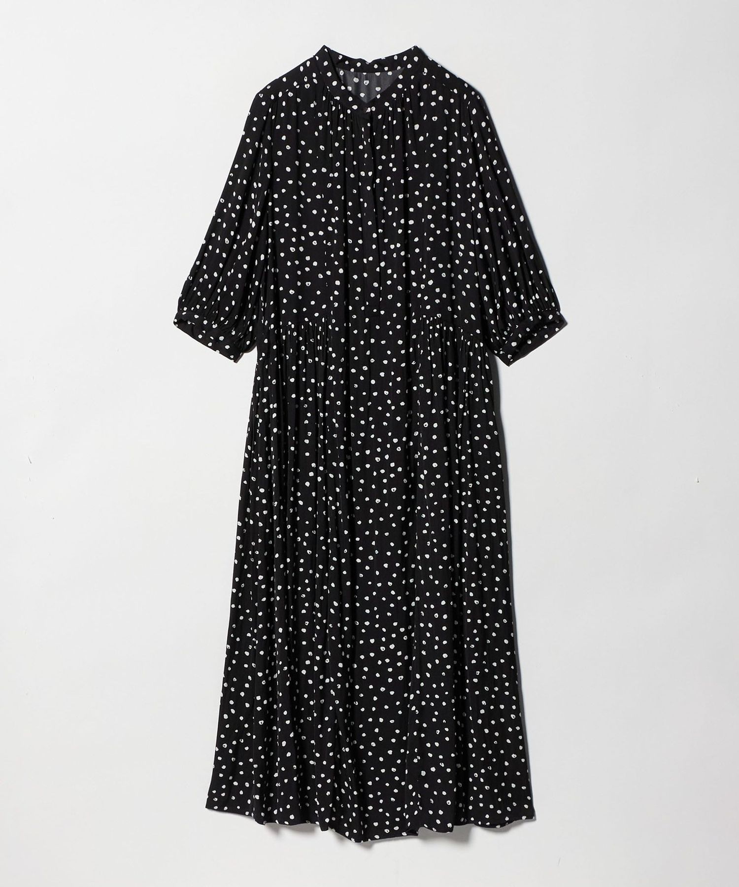 サテン ギャザー ショートスリーブ ワンピース 2