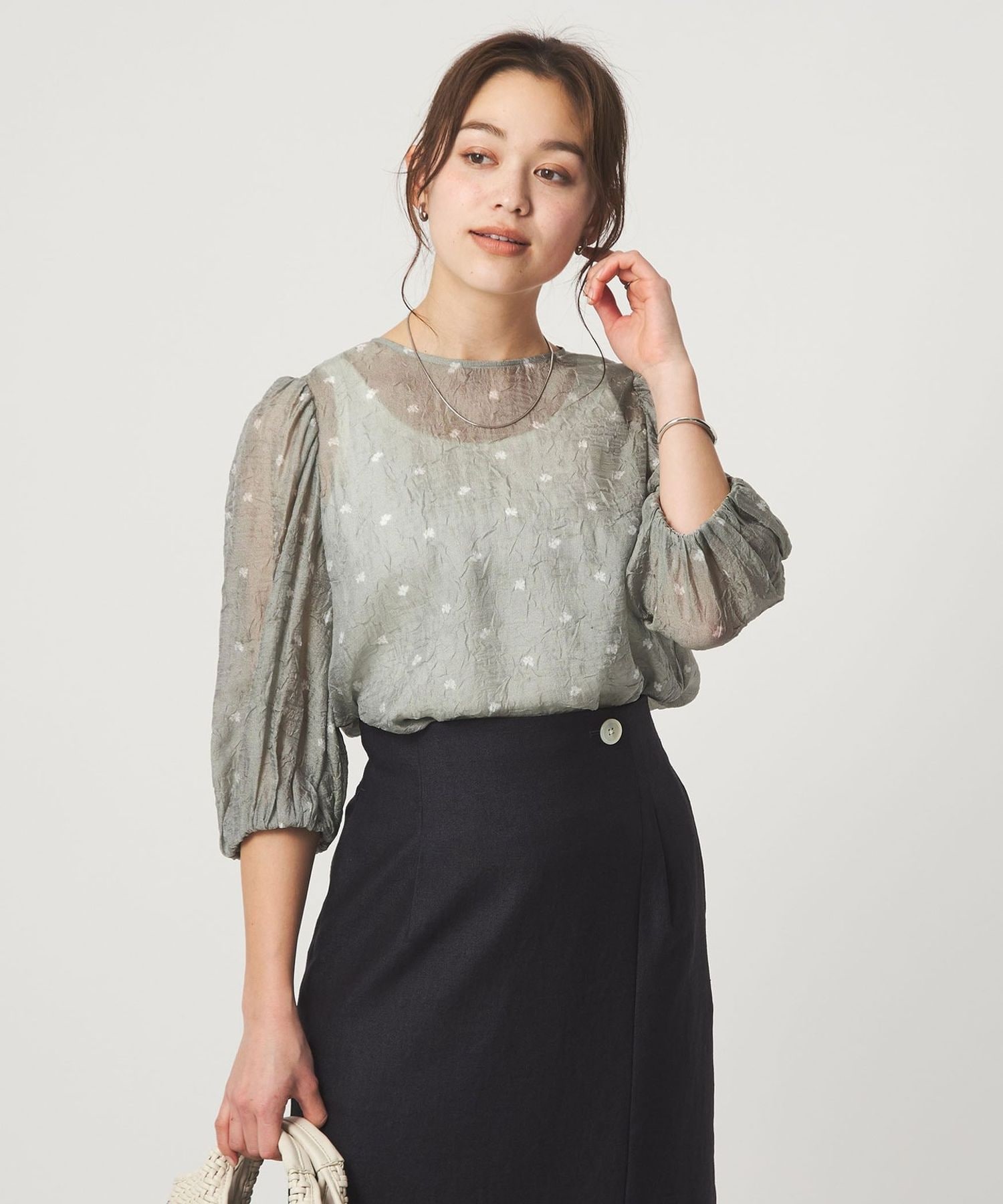 ワッシャープリント ブラウス