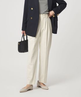 green label relaxing/［size SHORT/TALLあり］Daily Chic タック スリム パンツ オフホワイト/スラックス