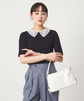 green label relaxing/リブ エリレース 2WAY 5分袖 ニット プルオーバー/ニット / セーター