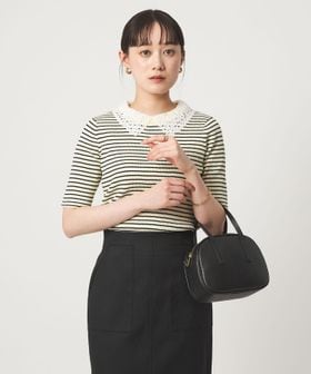 green label relaxing/リブ エリレース 2WAY 5分袖 ニット プルオーバー/ニット / セーター