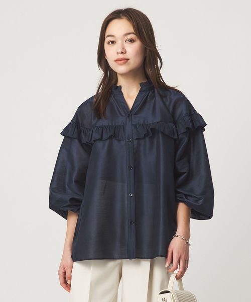green label relaxing/カールマイヤー ヨーク フリル ブラウス マシンウォッシャブル 通気性/シャツ / ブラウス