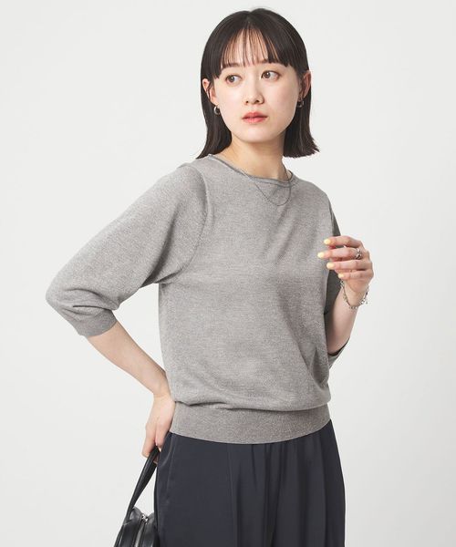 green label relaxing/ラメ 6分袖 ニット プルオーバー/ニット / セーター