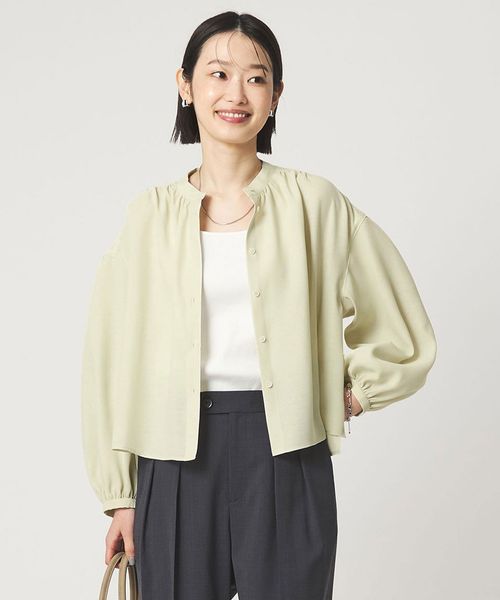 green label relaxing/袖ボリューム ギャザー ブラウス マシンウォッシャブル 通気性/シャツ / ブラウス