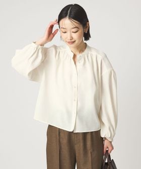 green label relaxing/袖ボリューム ギャザー ブラウス マシンウォッシャブル 通気性/シャツ / ブラウス