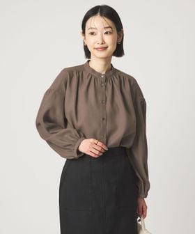 green label relaxing/袖ボリューム ギャザー ブラウス マシンウォッシャブル 通気性/シャツ / ブラウス