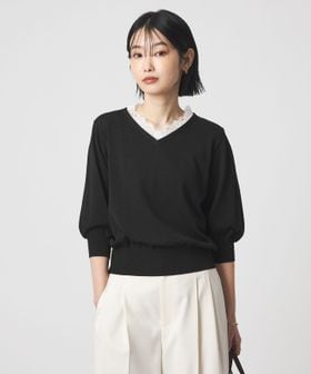 green label relaxing/レース Vネック プルオーバー ニット/ニット / セーター