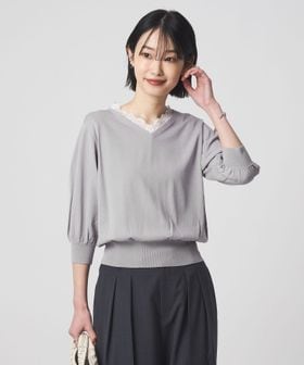 green label relaxing/レース Vネック プルオーバー ニット/ニット / セーター