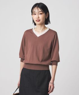 green label relaxing/レース Vネック プルオーバー ニット/ニット / セーター