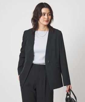 green label relaxing/［size SHORTあり］サラフール ノーラペル ジャケット ストレッチ 接触冷感 UVカット/ノーカラージャケット