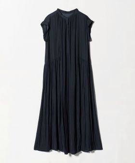 green label relaxing/サテン ギャザー フレンチスリーブ ワンピース/ワンピース