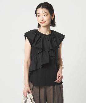 green label relaxing/ランダム フリル ドッキング カットソー 接触冷感/Tシャツ / カットソー