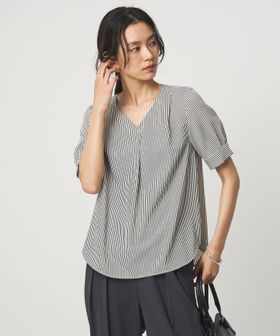 green label relaxing/Vネック ショートスリーブ ブラウス マシンウォッシャブル /シャツ / ブラウス