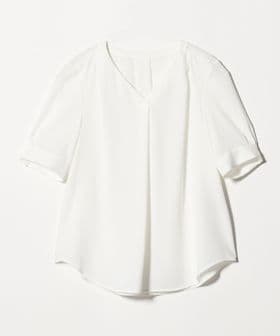 green label relaxing/Vネック ショートスリーブ ブラウス マシンウォッシャブル /シャツ / ブラウス
