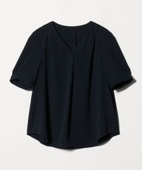 green label relaxing/Vネック ショートスリーブ ブラウス マシンウォッシャブル /シャツ / ブラウス
