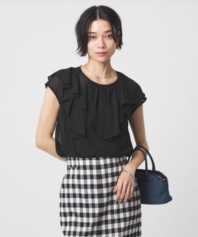 green label relaxing/アシンメトリー フリル フレンチスリーブ ブラウス/シャツ / ブラウス