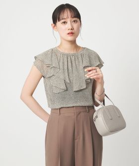 green label relaxing/アシンメトリー フリル フレンチスリーブ ブラウス/シャツ / ブラウス