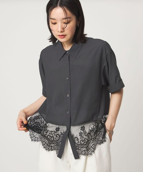 green label relaxing/【WEB限定】＜at ease＞スソ レース ブラウス UVカット 通気性/シャツ / ブラウス