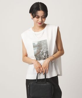 green label relaxing/フォトプリント フレンチスリーブ Tシャツ 接触冷感/Tシャツ / カットソー