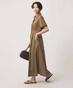 green label relaxing/［size SHORTあり］シャツ襟 フィット＆フレア タック ショートスリーブ ワンピース/ワンピース