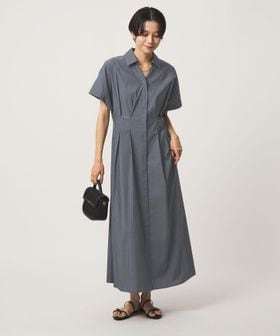 green label relaxing/［size SHORTあり］シャツ襟 フィット＆フレア タック ショートスリーブ ワンピース/ワンピース