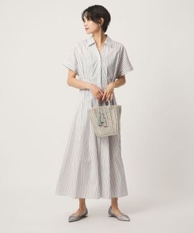 green label relaxing/［size SHORTあり］シャツ襟 フィット＆フレア タック ショートスリーブ ワンピース/ワンピース