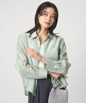 green label relaxing/エアリー シアー ロングスリーブ シャツ ウォッシャブル 接触冷感/シャツ / ブラウス