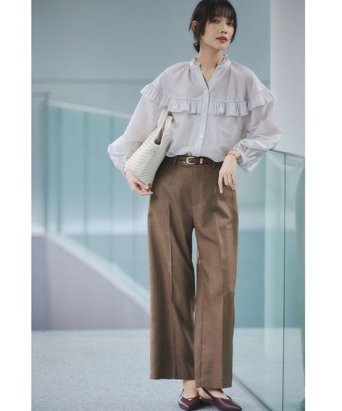 green label relaxing/［size SHORT/TALLあり］リネンライク ストレート パンツ/スラックス