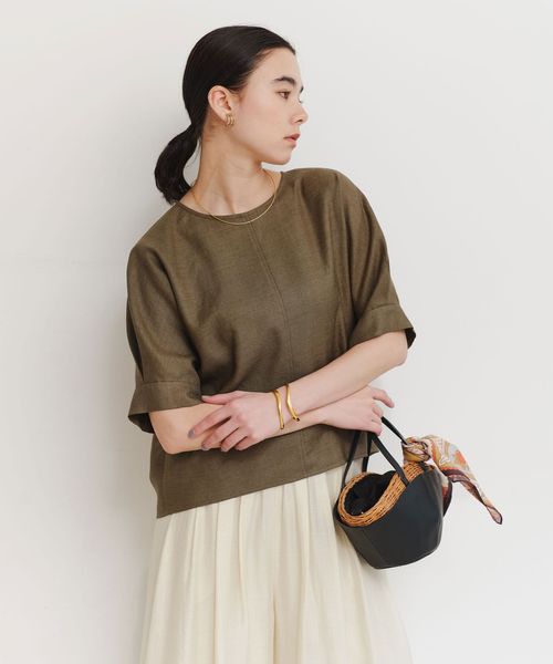 green label relaxing/リネンライク ブラウス マシンウォッシャブル ストレッチ UVカット/シャツ / ブラウス