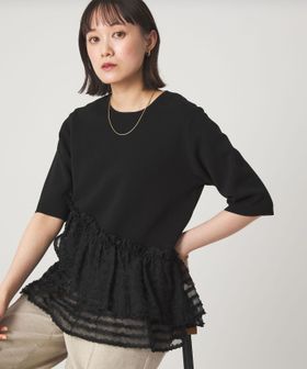 green label relaxing/ドッキング ペプラム ショートスリーブ ニット プルオーバー ウォッシャブル/ニット / セーター