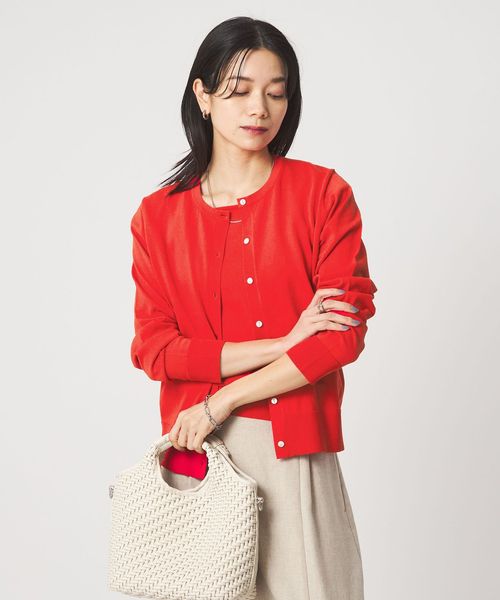 green label relaxing/HIYOKE クルーネック ニット カーディガン マシンウォッシャブル 接触冷感 UVカット 遮熱/カーディガン / ボレロ