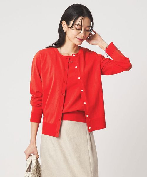 green label relaxing/HIYOKE クルーネック ニット カーディガン マシンウォッシャブル 接触冷感 UVカット 遮熱/カーディガン / ボレロ