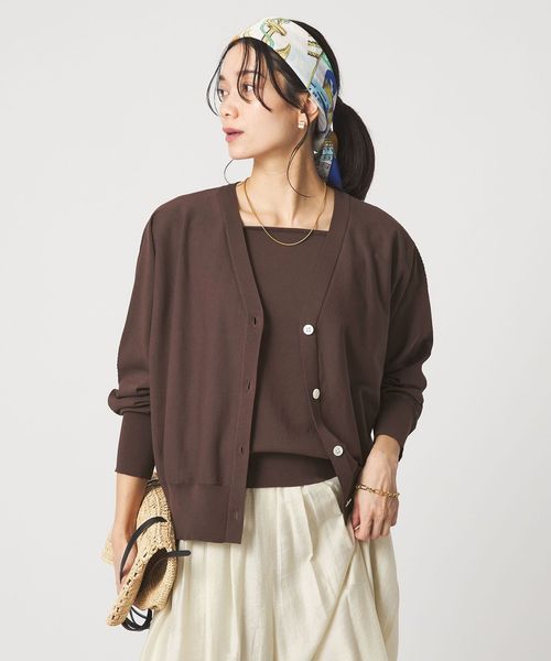 green label relaxing/HIYOKE Vネック ニット カーディガン マシンウォッシャブル 接触冷感 UVカット 遮熱/カーディガン / ボレロ