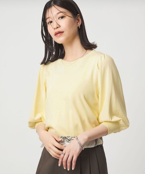 green label relaxing/【WEB限定】＜at ease＞袖ボリューム ニット ウォッシャブル 接触冷感 UVカット 遮熱/ニット / セーター