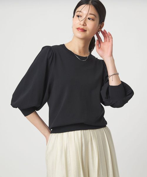 green label relaxing/【WEB限定】＜at ease＞袖ボリューム ニット ウォッシャブル 接触冷感 UVカット 遮熱/ニット / セーター